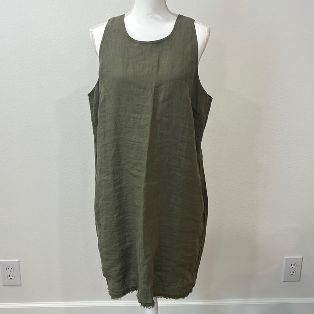 Tommy Bahama Two Palms Linen Shift Dress Tea Leaf Green Size L NWT